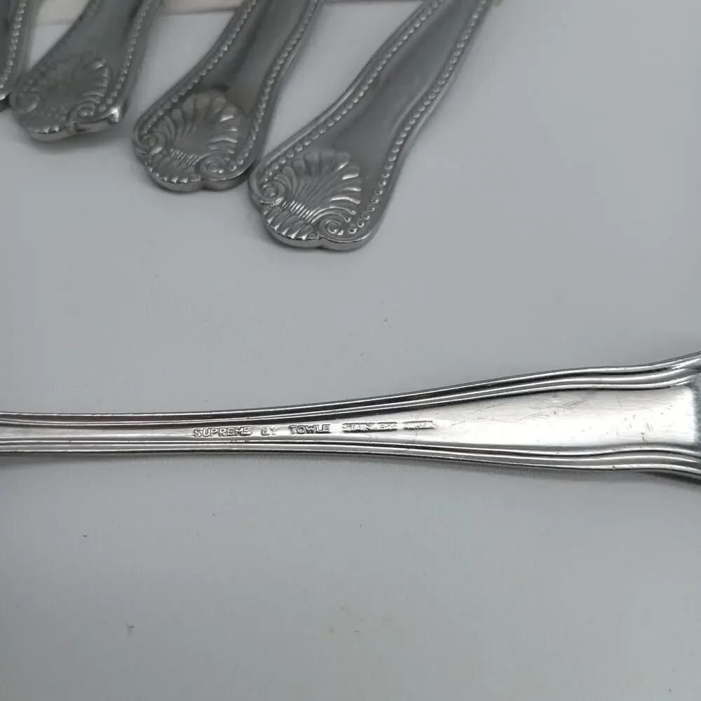 10X Tbsp TOWLE Supreme STUART SHELL Stainless Table Spoons